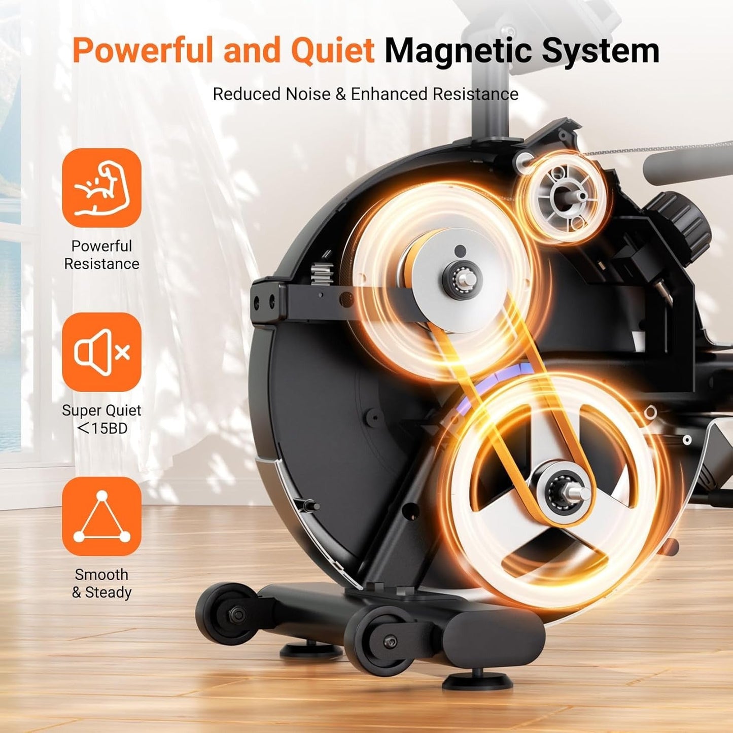 Premium Rowing Machine for Home - 16-Level Magnetic Resistance, Dual Slide Rail, 350 lbs Capacity