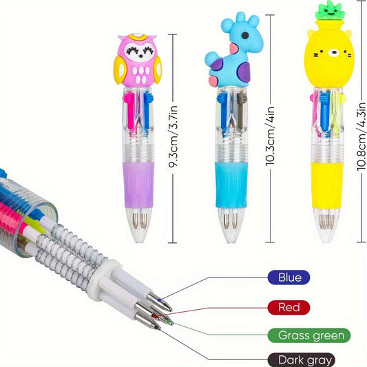 25pcs Four-Color Ballpoint Pens - Vibrant Inks, Fun Patterns, Perfect for Gifts & Classroom Use
