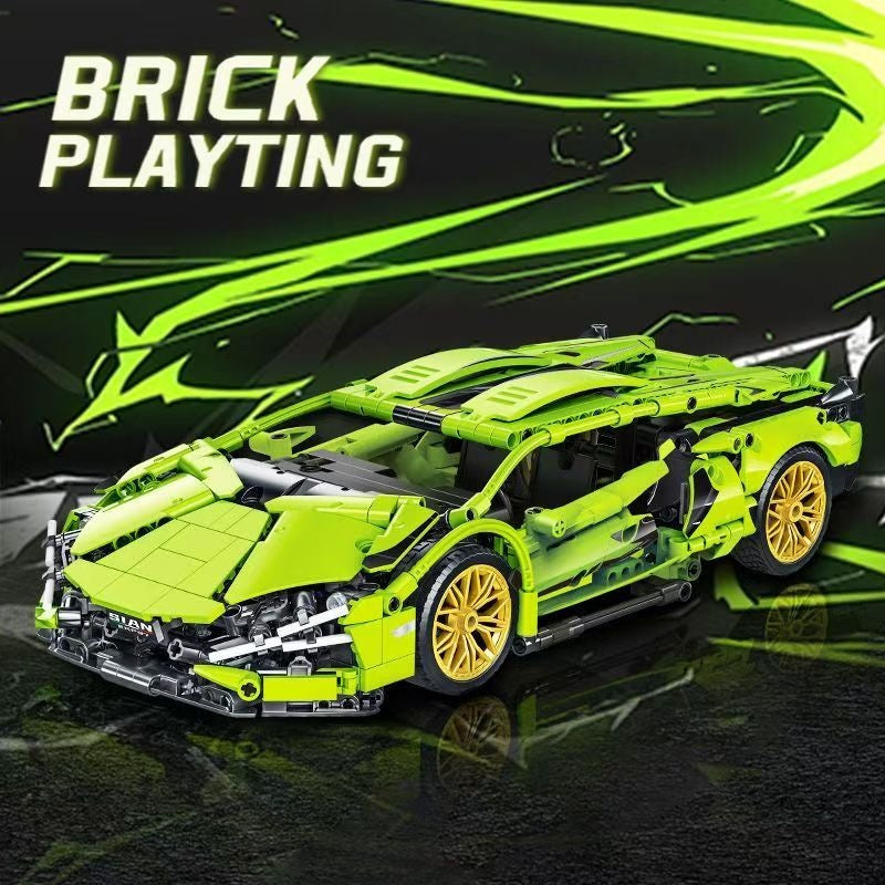 3300+ Piece Green Super Sports Car Building Block Kit - Perfect for Christmas & Birthday Gifts