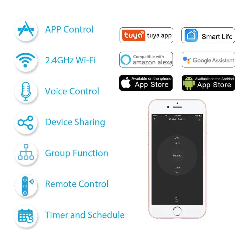 Smart Curtain Switch for Google & Alexa