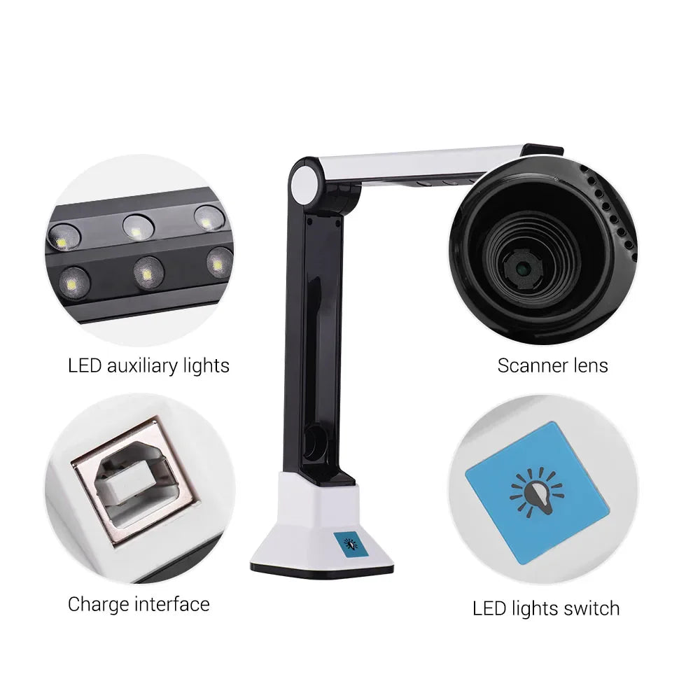 BK50 Portable 10MP HD Book Scanner - A4 Document Camera