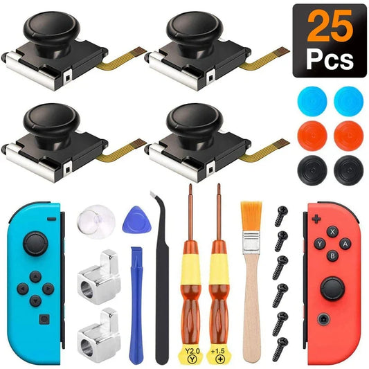 25-in-1 Joycon Joystick Replacement Kit for Nintendo Switch - Ultimate Repair Solution