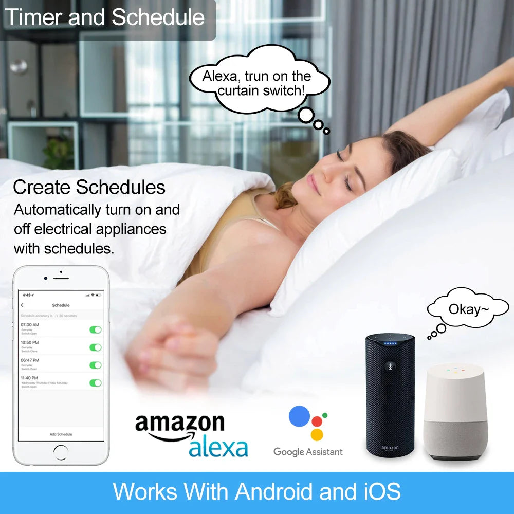 Smart Curtain Switch for Google & Alexa