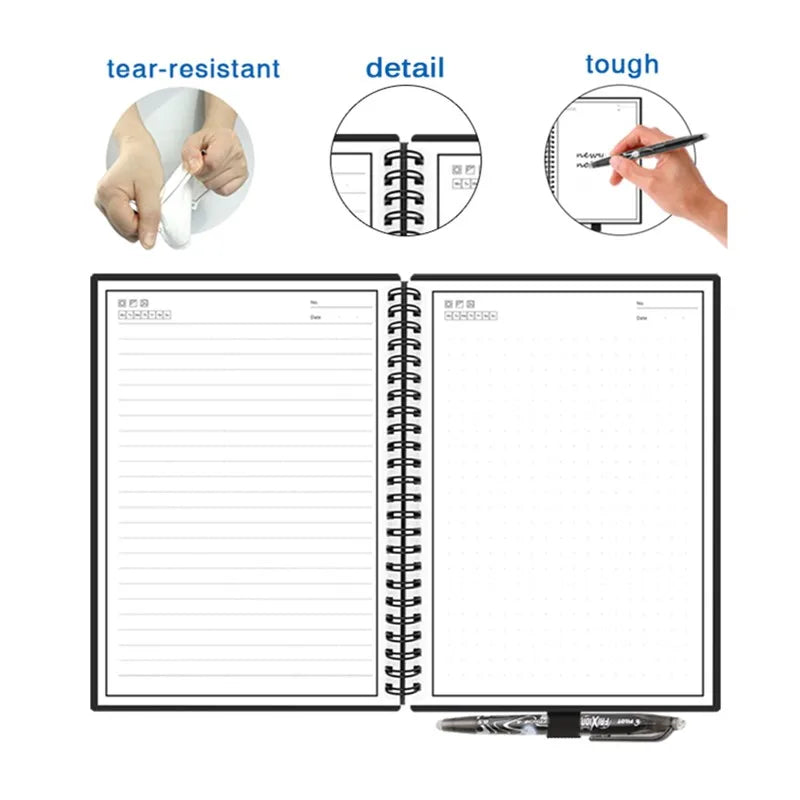 Smart Reusable Erasable Notebook - Eco-Friendly, Cloud-Connected Note Pad