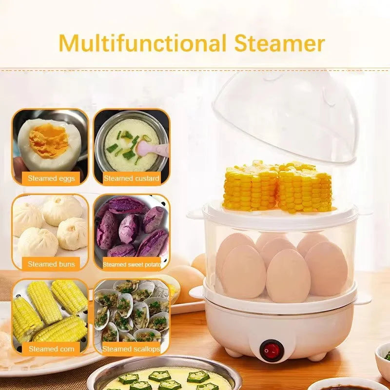 220V Multifunctional Electric Egg Boiler | Double Layer Egg Cooker & Steamer