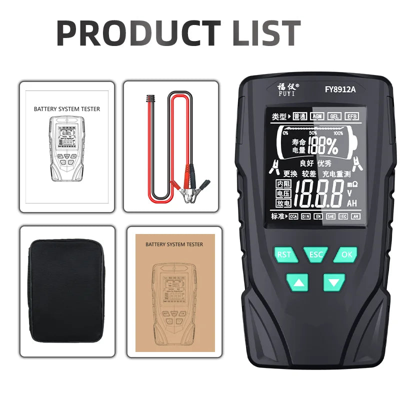 Advanced Car Battery Tester 12/24V - FY8912A Analyzer | Mastfuyi