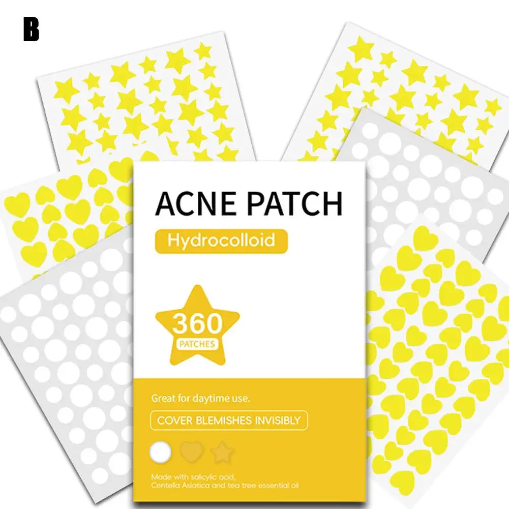 360Pcs Colorful Hydrocolloid Acne Patches for Invisible Pimple Removal & Concealing