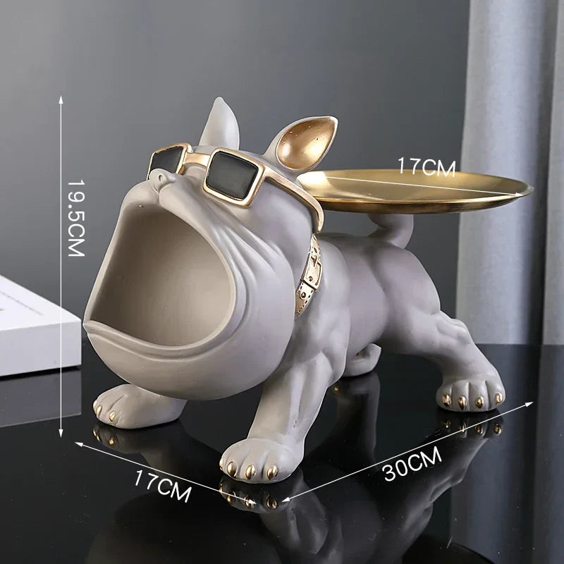 30cm Bulldog Figurine Dog Statue Storage Box - Resin Animal Ornament