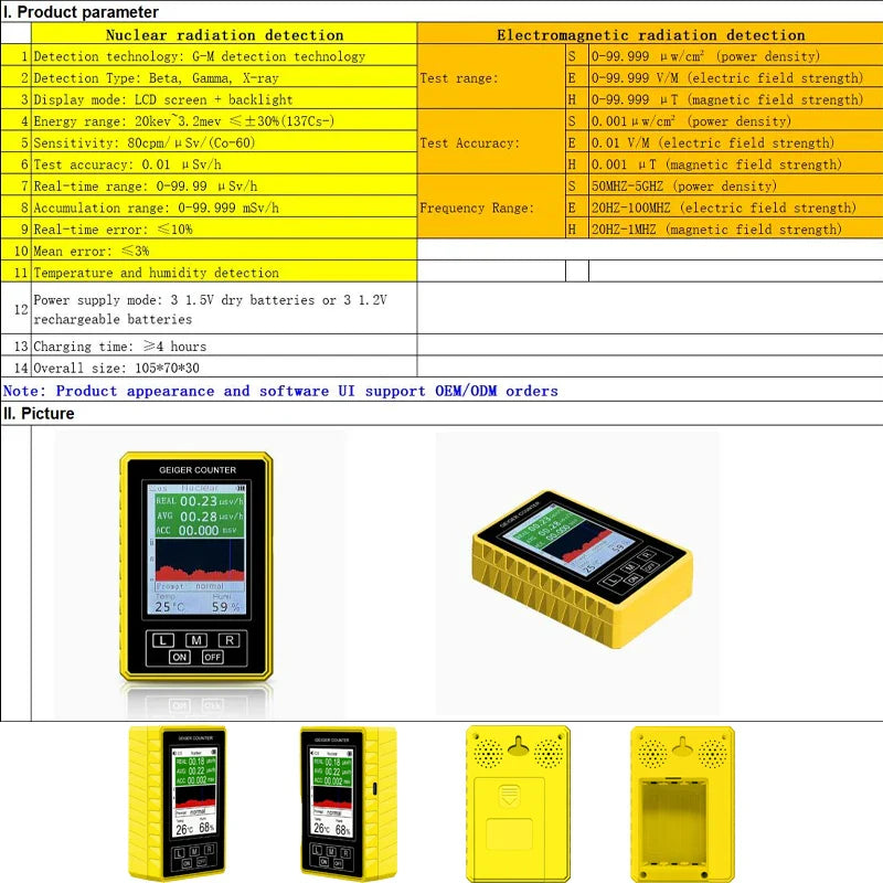 BR-9C-XR-3 Pro Handheld EMF Geiger Counter & Radiation Detector
