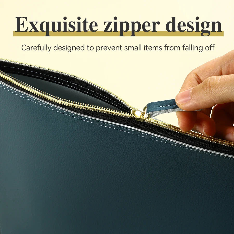 Premium Leather A4 Document Organizer & Business Portfolio with Zipper