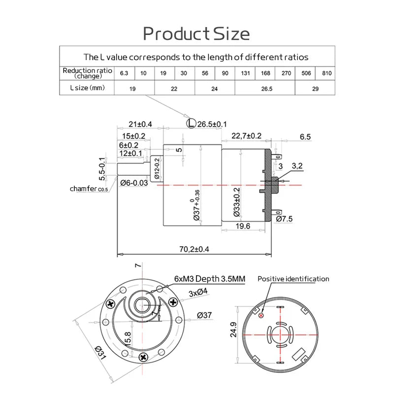 JGB37-520 High Torque Metal Gear Reducer Motor | Adjustable Speed & Direction