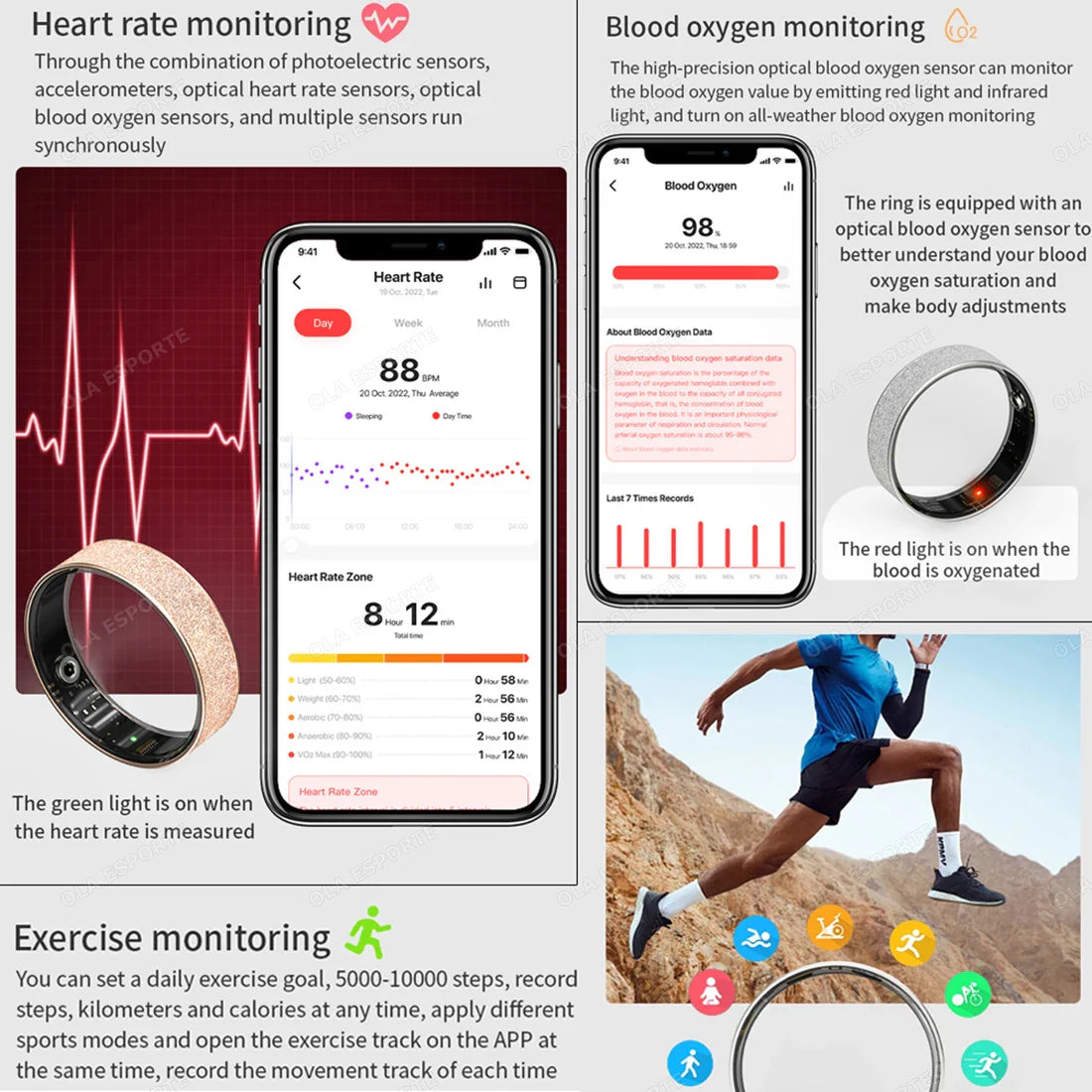 Smart Ring with Charging Case - Health & Sleep Monitor, Waterproof, Multi-sport Mode
