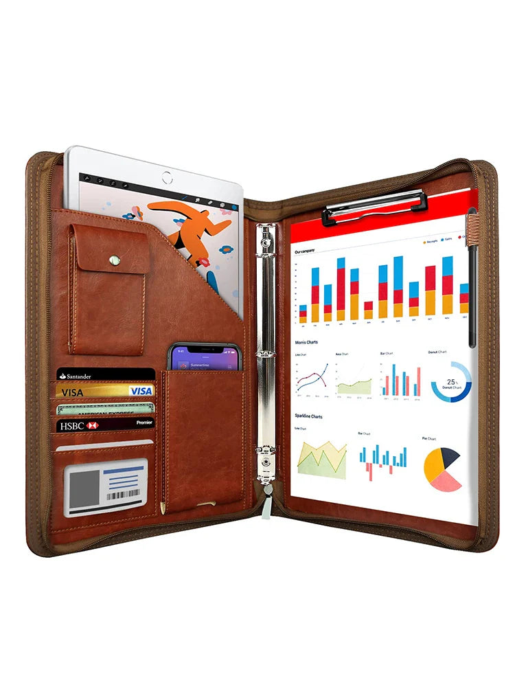 Multifunctional A4 Conference Folder | Leather Document Organizer 2024