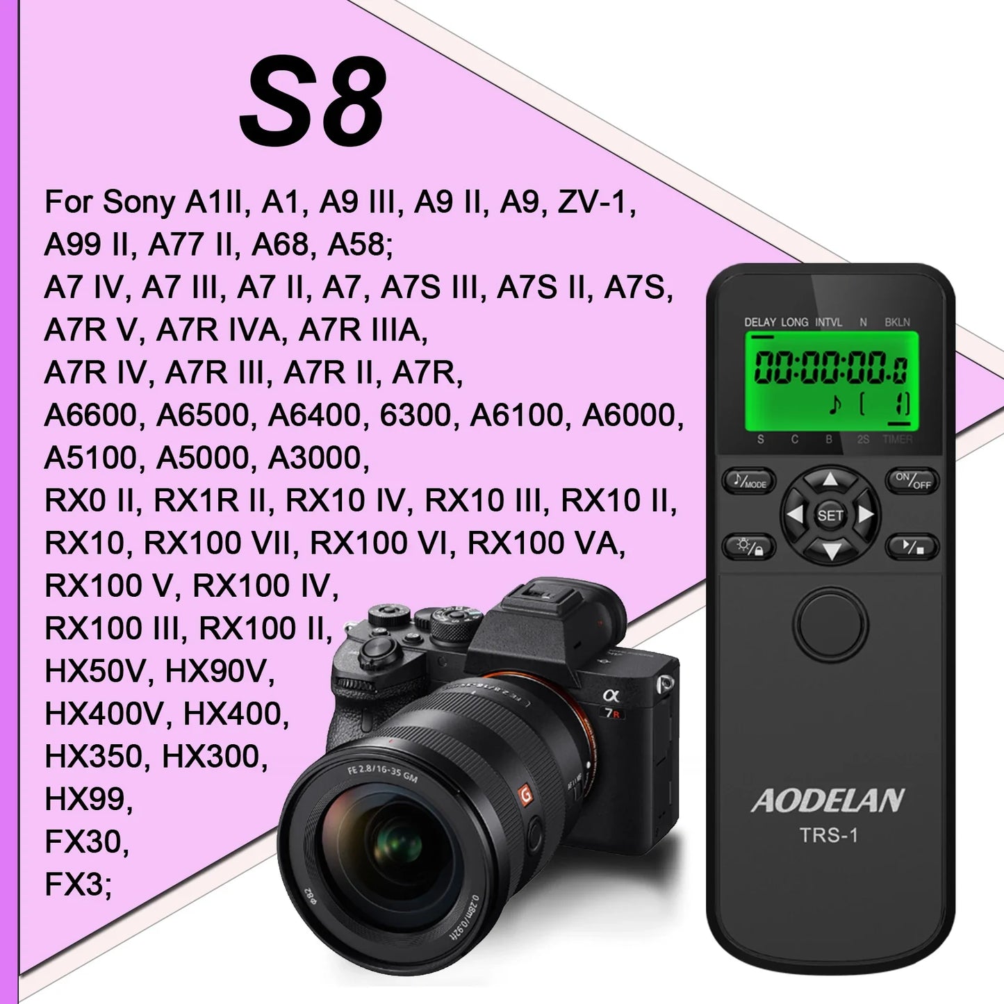 AODELAN Intervalometer Timer Remote Control for Canon Nikon Sony Cameras