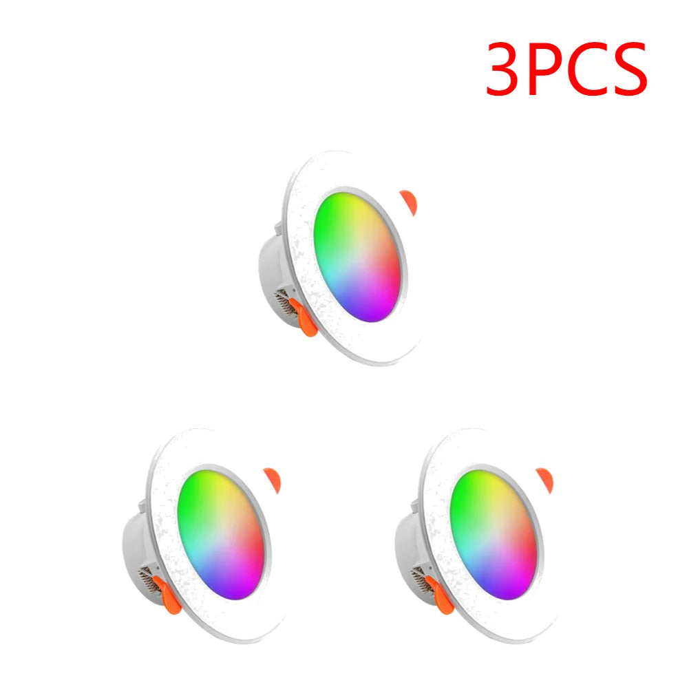 1-10PCS 10W Smart LED Downlight Bluetooth Ceiling Lamp RGB Lamp APP Remote Control Color Changing light for Google Alexa Home