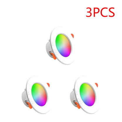 1-10PCS 10W Smart LED Downlight Bluetooth Ceiling Lamp RGB Lamp APP Remote Control Color Changing light for Google Alexa Home