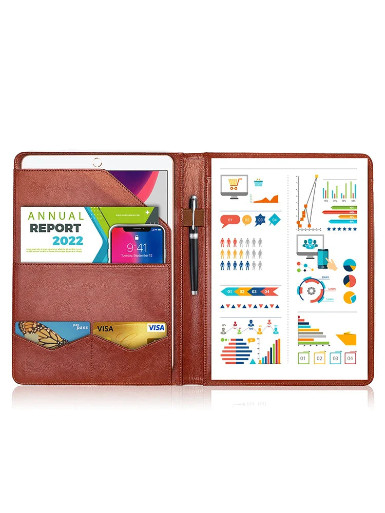 Multifunctional A4 Conference Folder | Leather Document Organizer 2024