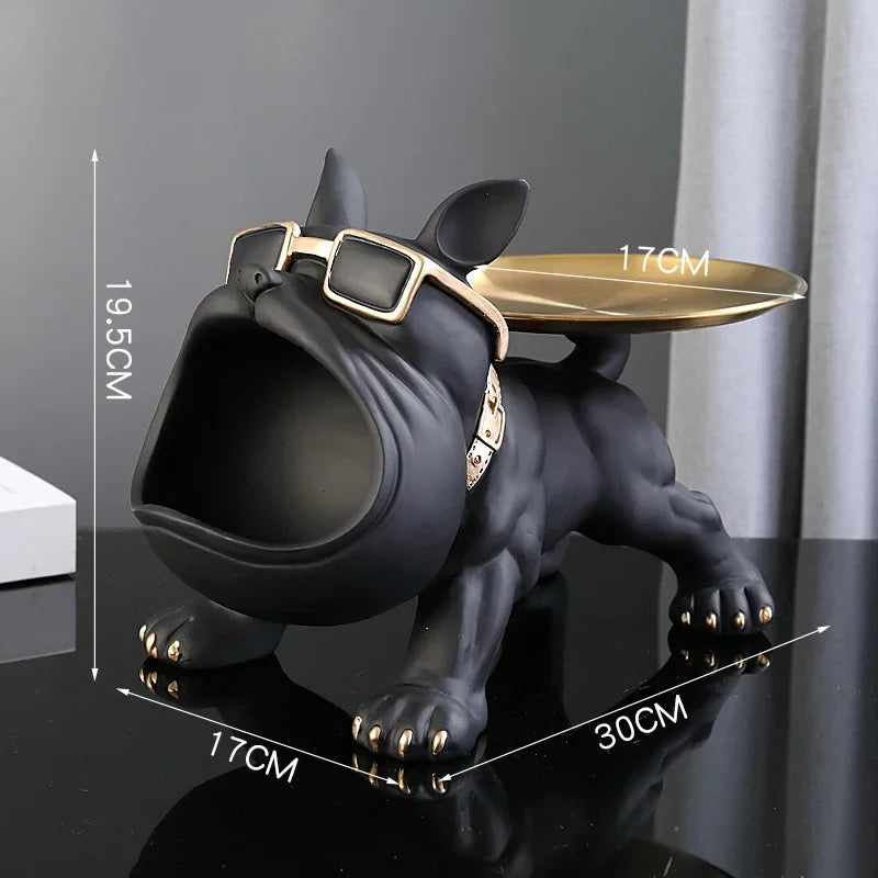 30cm Bulldog Figurine Dog Statue Storage Box - Resin Animal Ornament