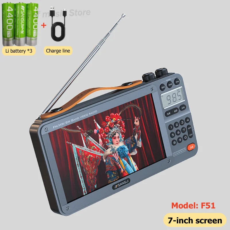 SANSUI F51/F50 Portable FM Radio with Bluetooth, Dual TF Slots & MP4 Player