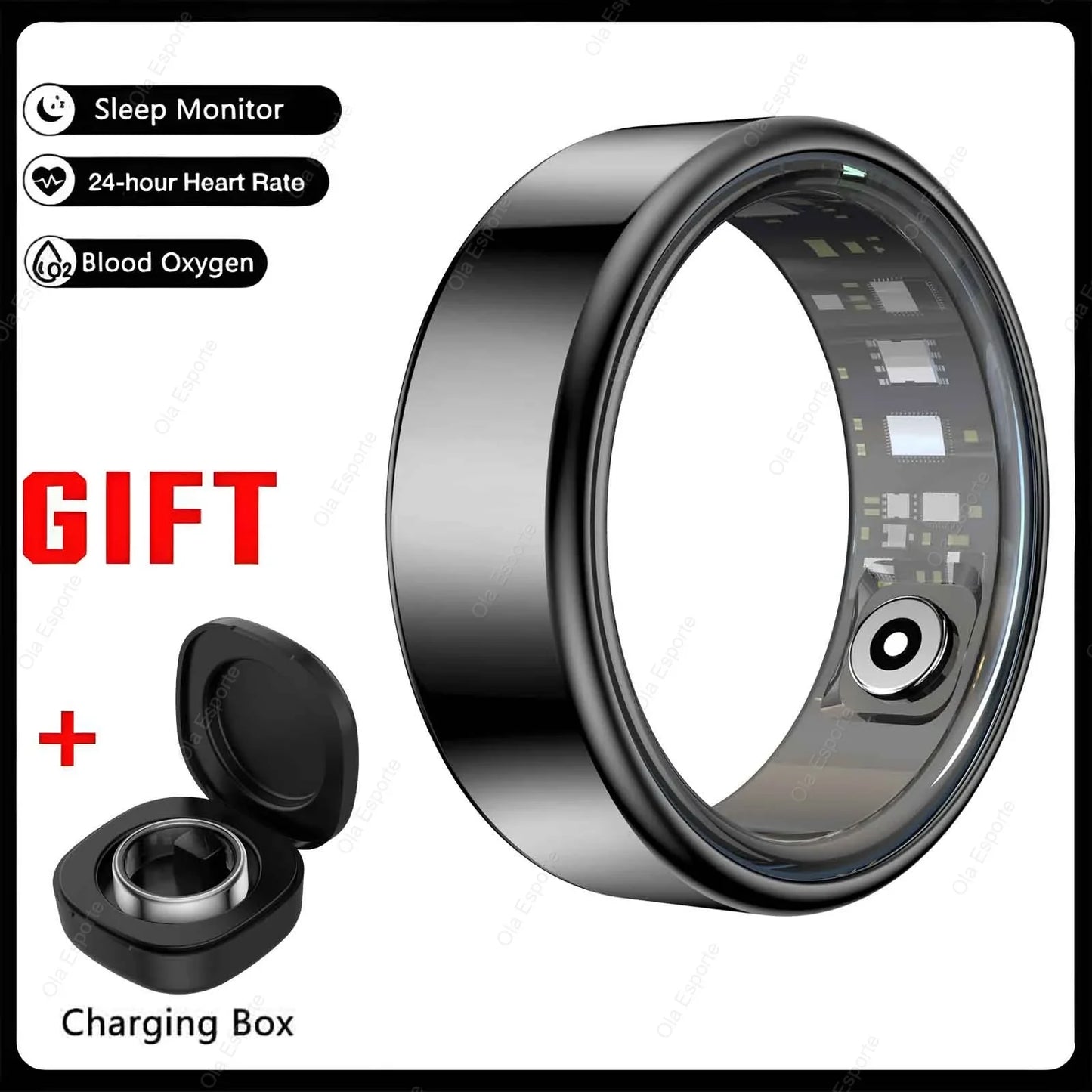 Smart Ring with Heart Rate, Sleep Monitoring & Multiple Sports Modes - Waterproof Fitness Ring