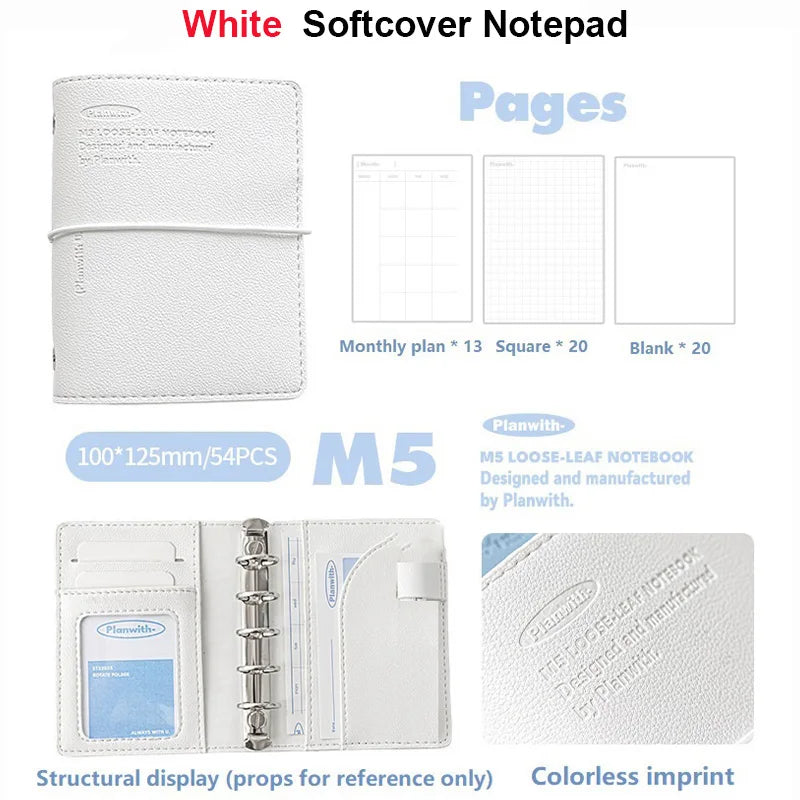Planwith M5 Binder Notebook Set with Versatile Gel Pens and Flipchart Notepad