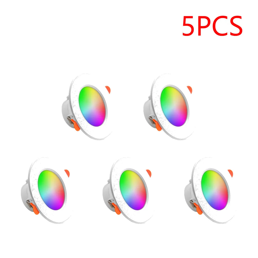 1-10PCS 10W Smart LED Downlight Bluetooth Ceiling Lamp RGB Lamp APP Remote Control Color Changing light for Google Alexa Home