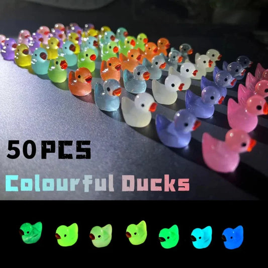 50PCS Luminous Mini Ducks - Glow in the Dark Fairy Garden Accessories