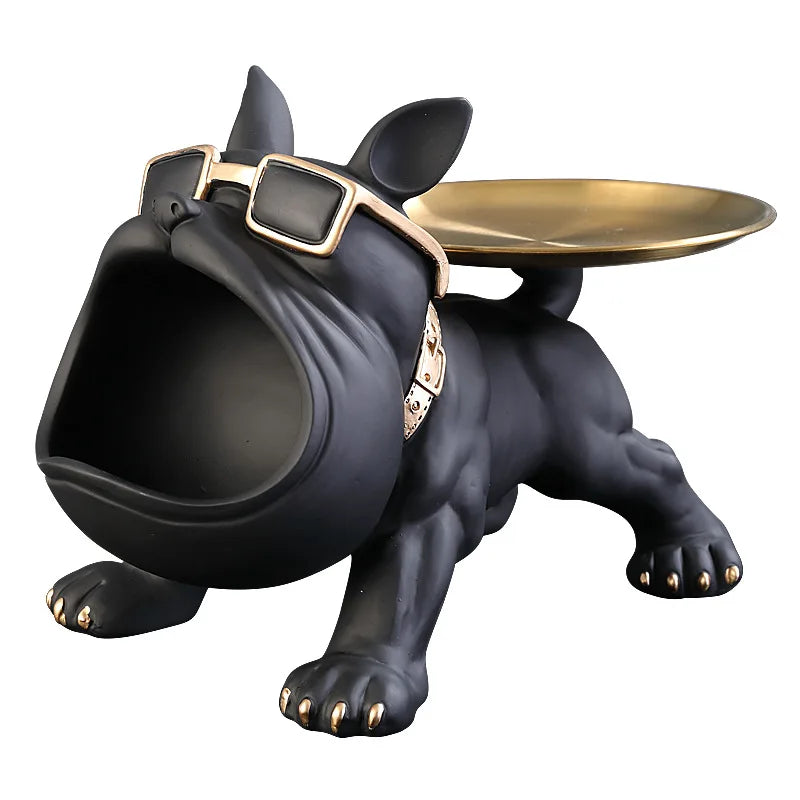 30cm Bulldog Figurine Dog Statue Storage Box - Resin Animal Ornament