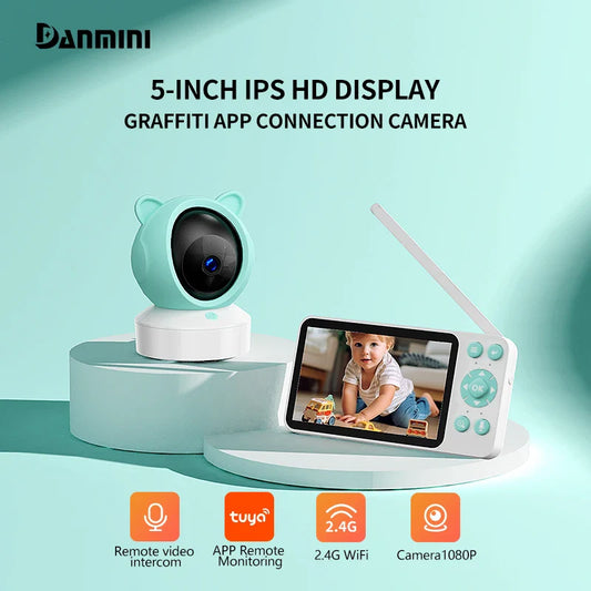 Smart WiFi Baby Monitor with Mobile Phone Connectivity - 5" HD Video Surveillance Camera