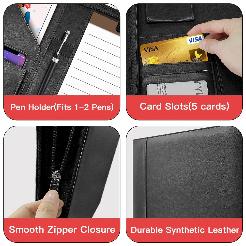 Multifunctional A4 Conference Folder | Leather Document Organizer 2024