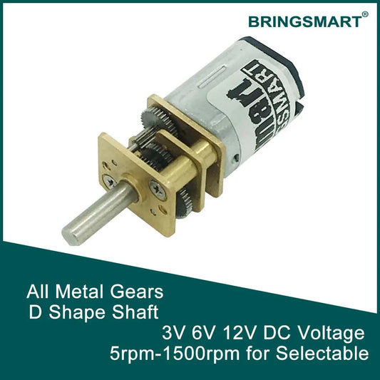 BringSmart N20 Micro DC Gear Motor - 15-1500rpm | 3V-12V Highly Efficient Gear Motor