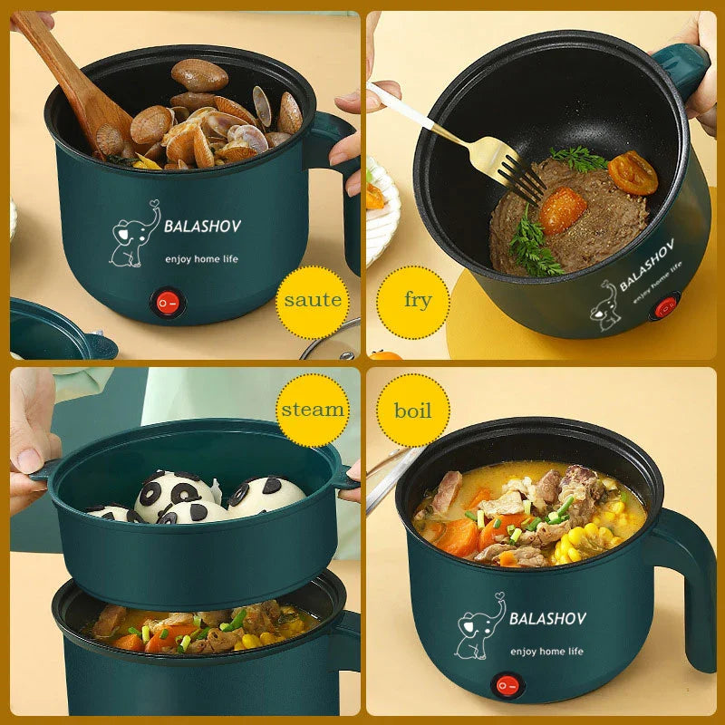 Compact Multifunction Electric Cooker for 1-2 People - Non-stick, 1.8L Capacity, 500W