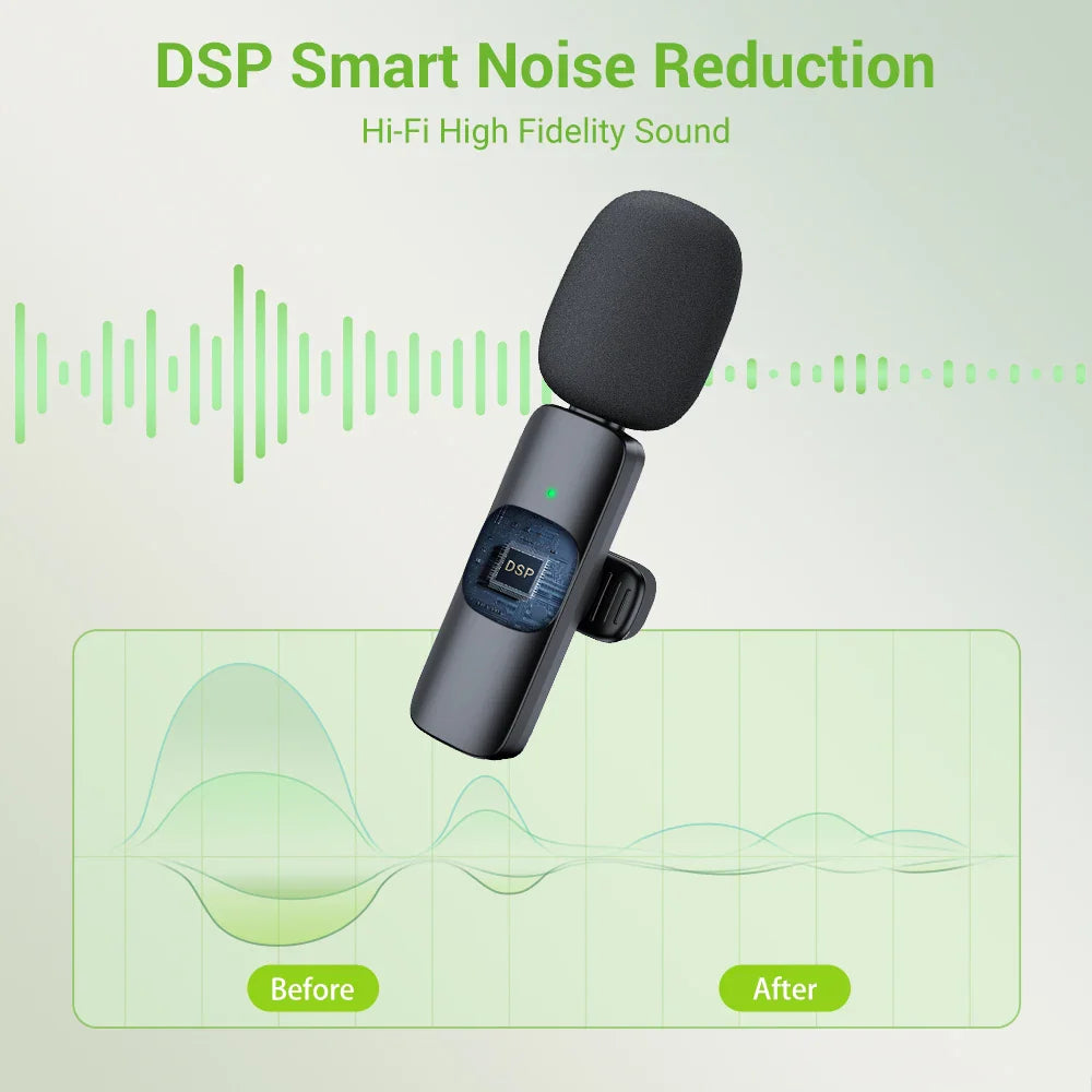 Basix 2.4G Wireless Lavalier Microphone for iPhone & Android - Portable Mini Mic for Live Broadcast & Gaming