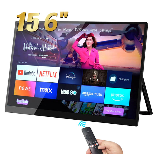 Bimawen 15.6" Portable Monitor with Google TV, 60Hz, HDR400, 3ms Response, USB-C, HDMI for Gaming & More