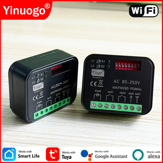Universal Tuya WiFi Smart Garage Door Opener, 9-30V/85-250V, 433-868 MHz