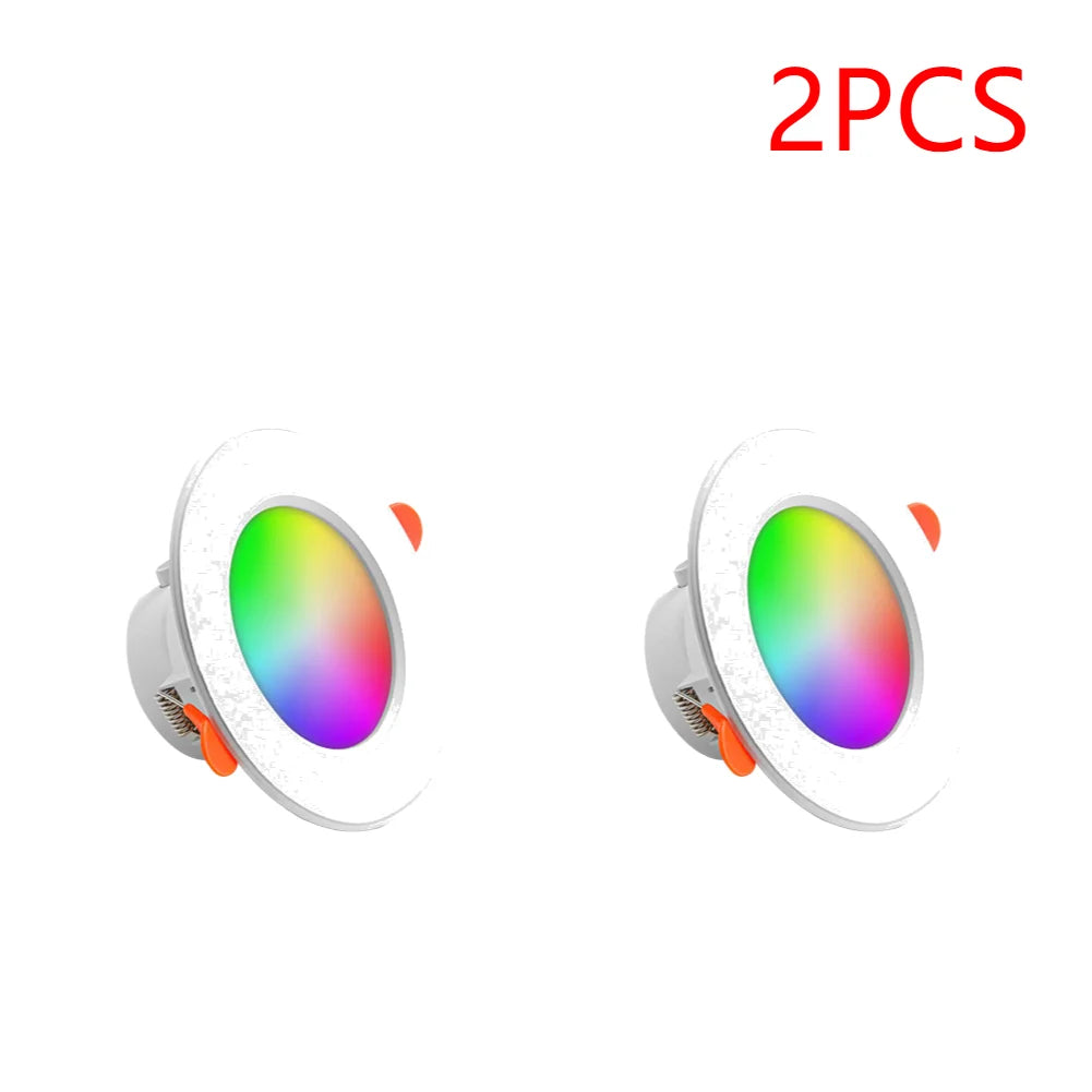 1-10PCS 10W Smart LED Downlight Bluetooth Ceiling Lamp RGB Lamp APP Remote Control Color Changing light for Google Alexa Home