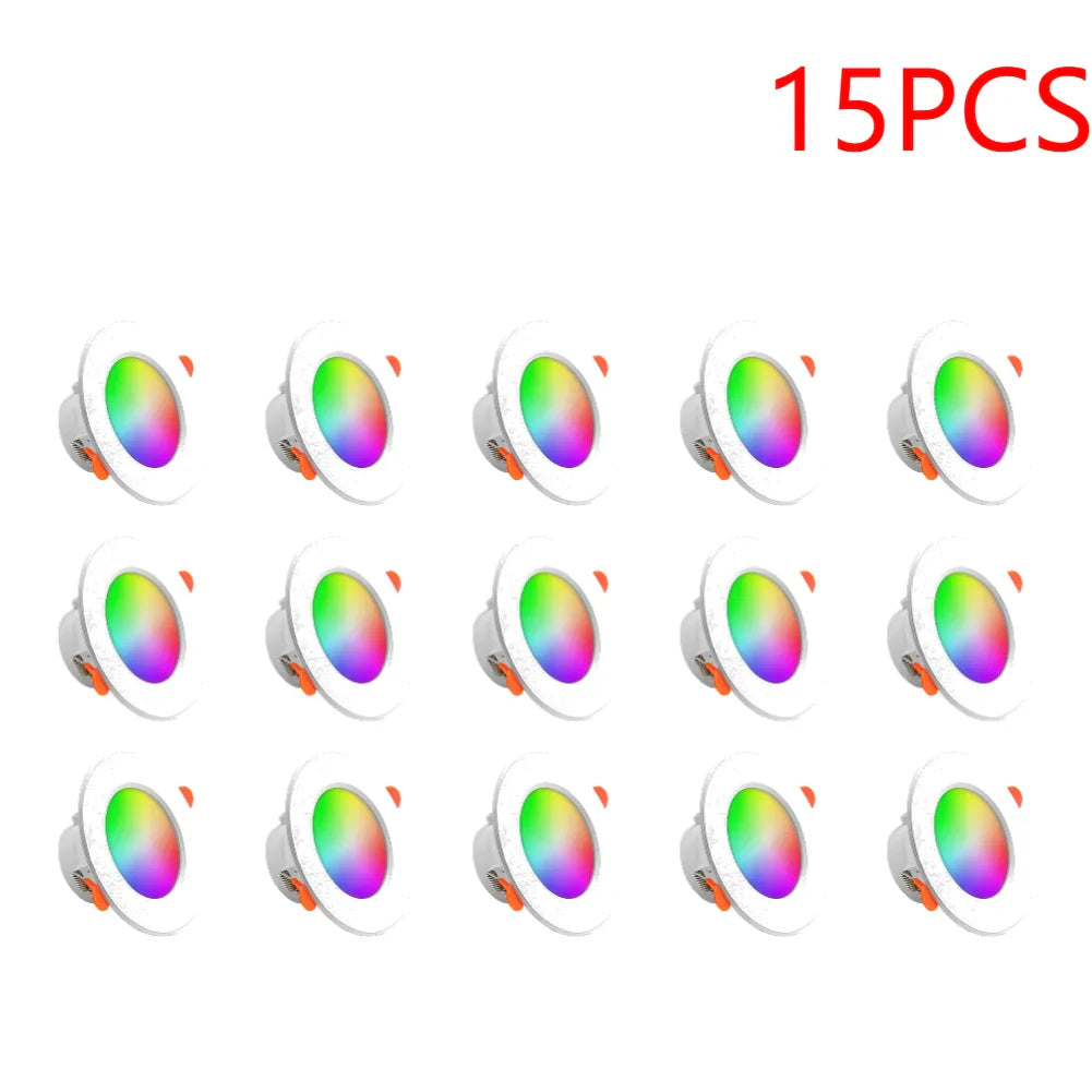 1-10PCS 10W Smart LED Downlight Bluetooth Ceiling Lamp RGB Lamp APP Remote Control Color Changing light for Google Alexa Home