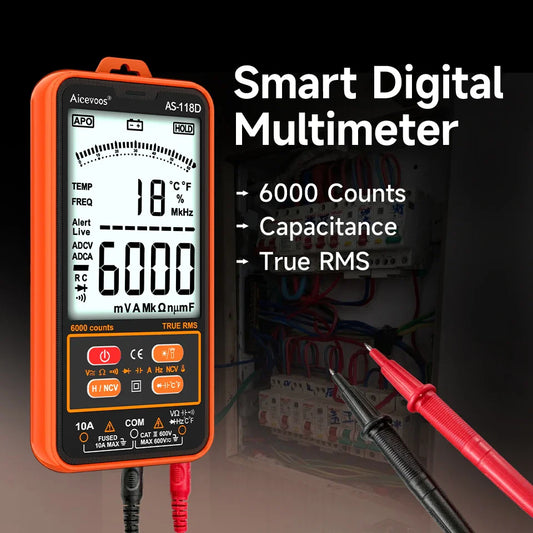 Aicevoos Digital Smart Multimeter - 6000 Counts, TRMS AC/DC Tester