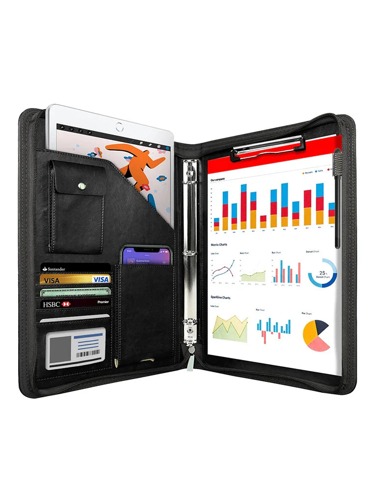 Multifunctional A4 Conference Folder | Leather Document Organizer 2024