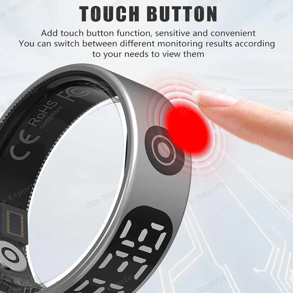 Smart Ring with Display, Health Monitor & Waterproof Features for Xiaomi & Samsung