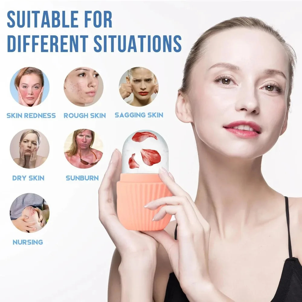 Ice Face Roller & Gua Sha Board Set - Facial Massage & Lifting Tools