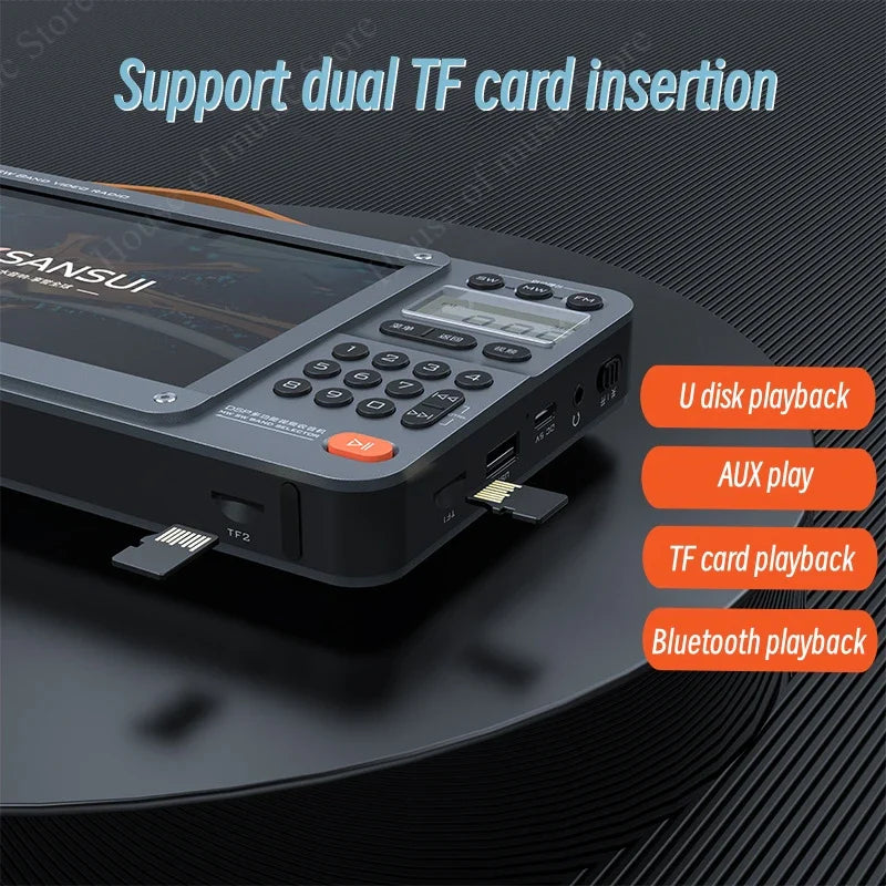 SANSUI F51/F50 Portable FM Radio with Bluetooth, Dual TF Slots & MP4 Player