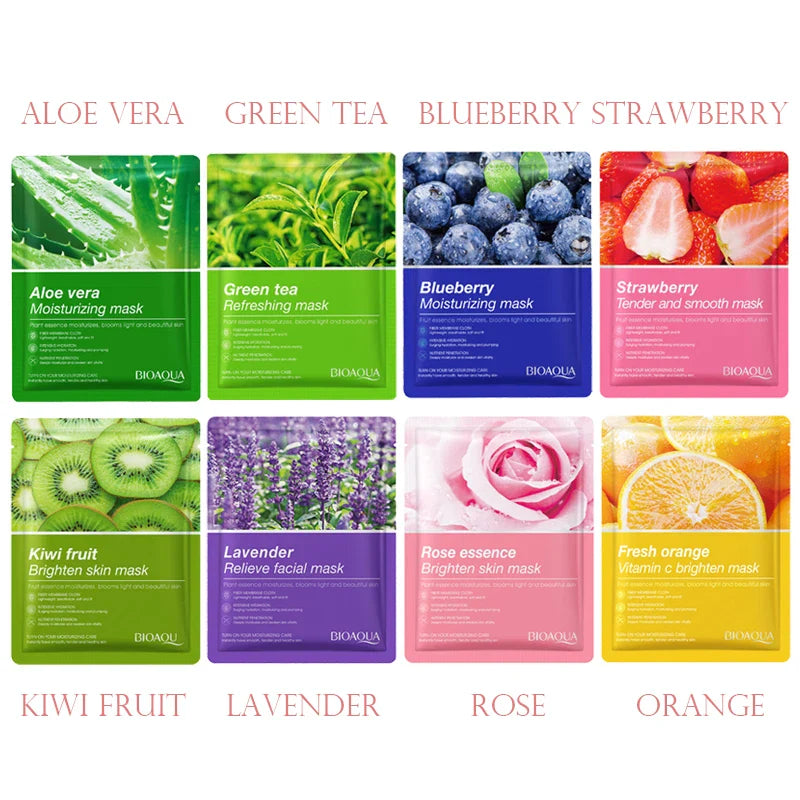 8pcs Natural Plant Face Mask - Moisturizing & Firming Korean Skincare