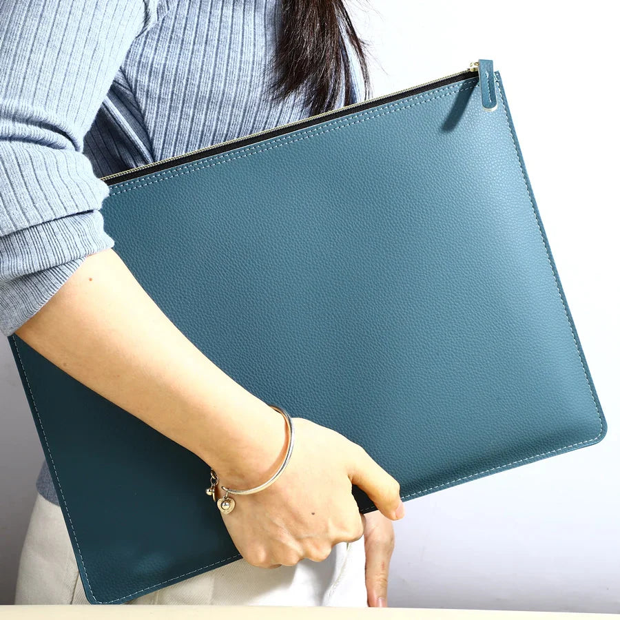 Premium Leather A4 Document Organizer & Business Portfolio with Zipper