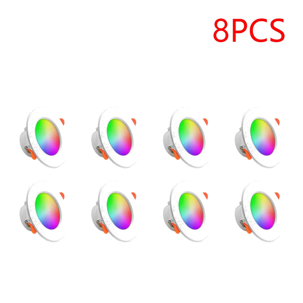 1-10PCS 10W Smart LED Downlight Bluetooth Ceiling Lamp RGB Lamp APP Remote Control Color Changing light for Google Alexa Home