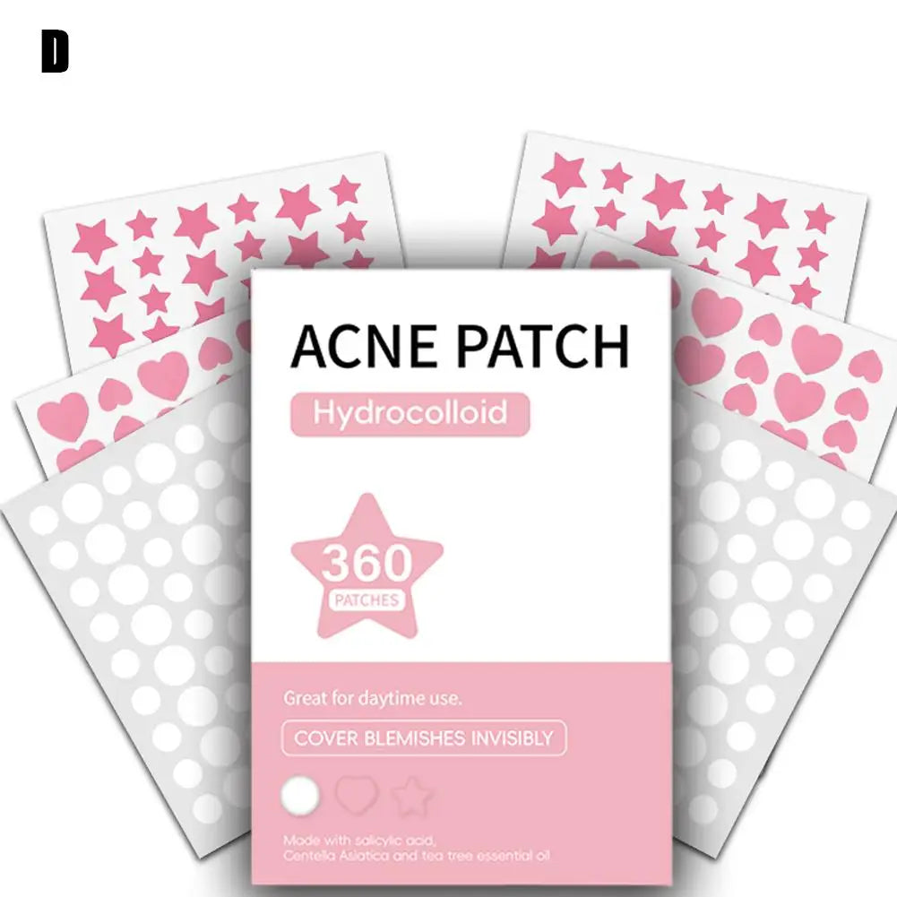 360Pcs Colorful Hydrocolloid Acne Patches for Invisible Pimple Removal & Concealing