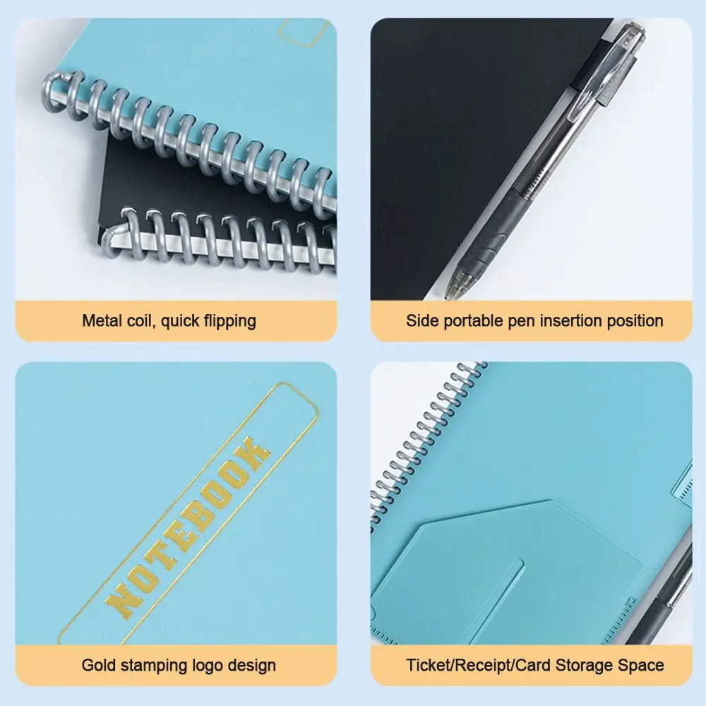 A5 Erasable Notebook Paper Reusable Smart Wirebound Notebook Portable Waterproof Notepad