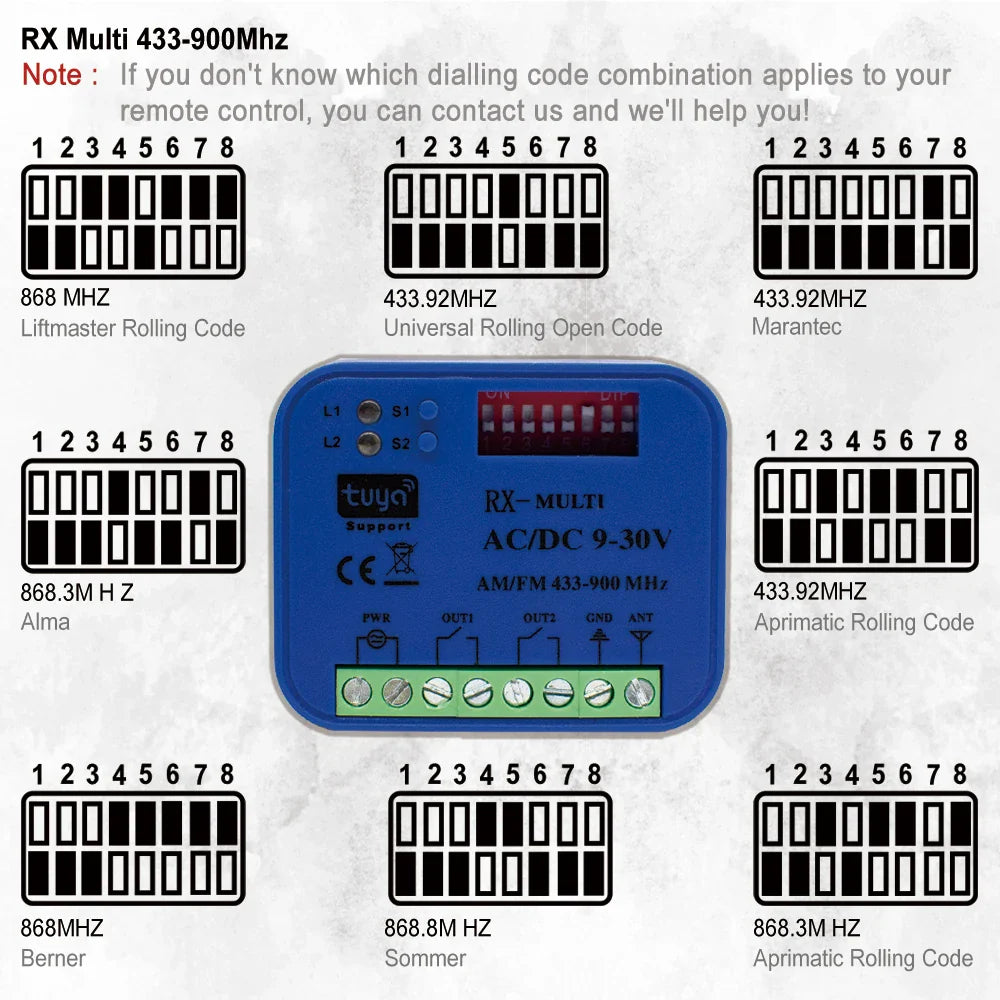 Universal WiFi Garage Door Remote Control Receiver - Tuya Smart Switch Module