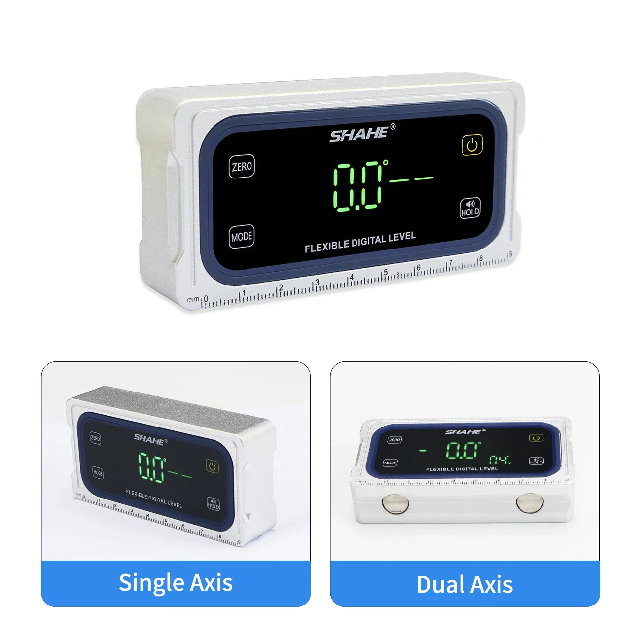 SHAHE Touch Digital Inclinometer,Single Axis 4x90°/Dual Axis ±60°,Buzzer Alarm, Dual Mode, 3-Unit for Woodworking,Table Saw