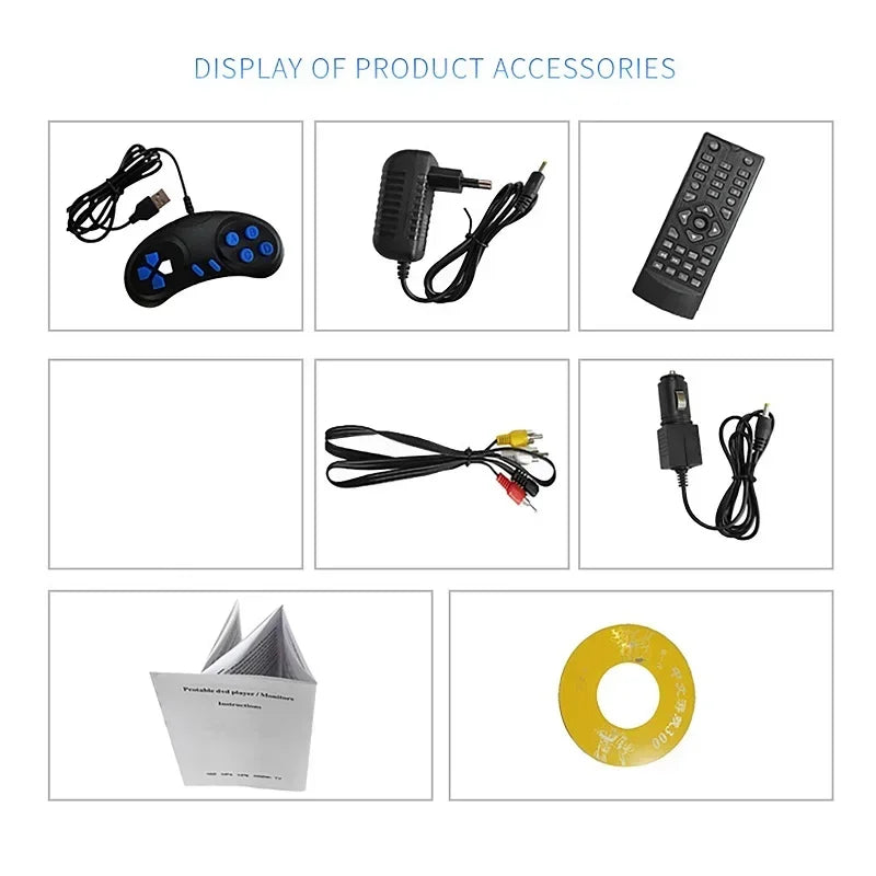 7.8 inch Mini DVD CD Player - Portable & Rotatable Screen